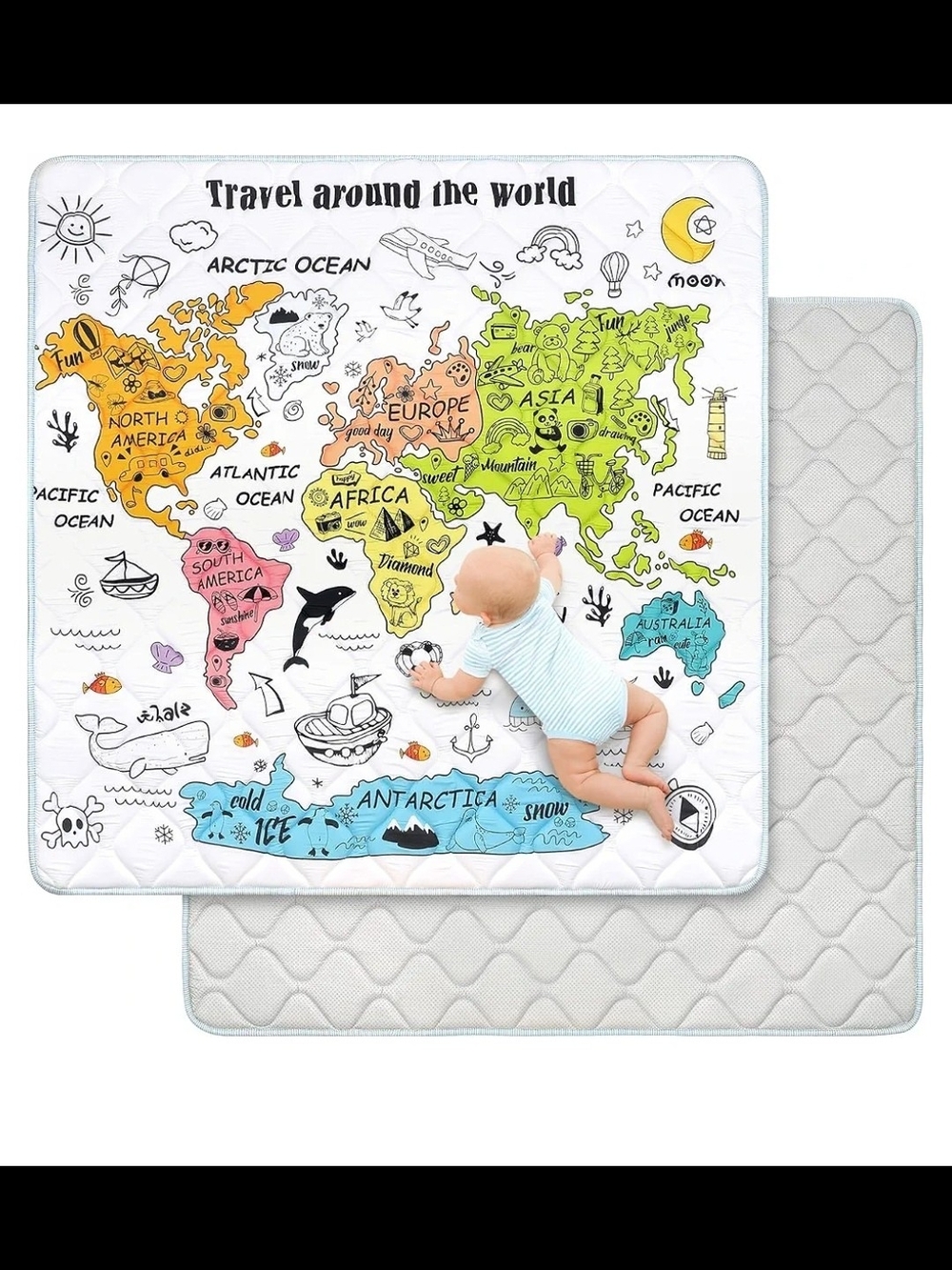NIP decalsweet Baby Play Mat 50x50in with Non-Slip, Extra Thick Soft Crawling Ma